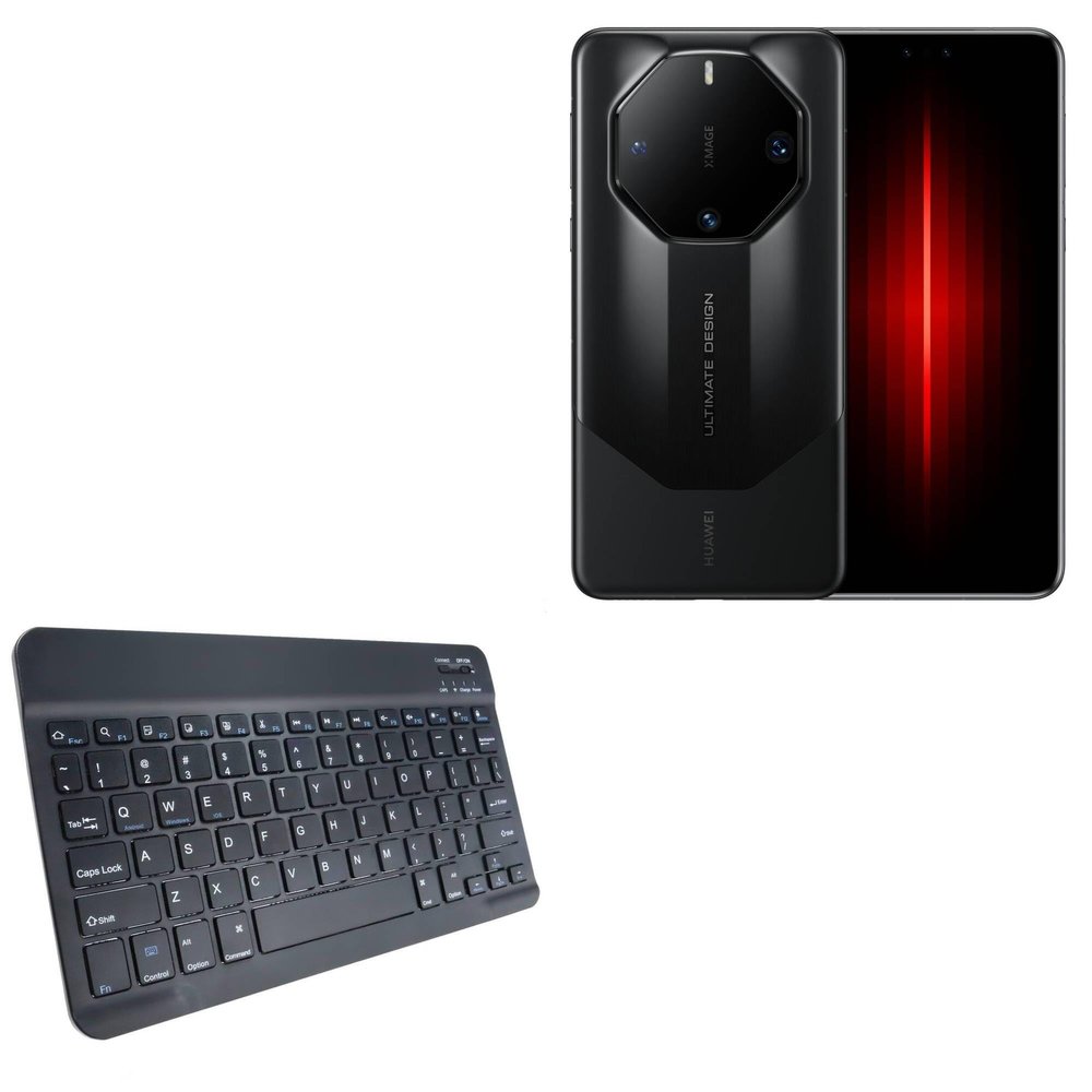 BoxWave Keyboard Compatible with Huawei Mate 60 RS Ultimate - SlimKeys Bluetooth Keyboard, Portable Thin with Chiclet-Style Keys - Jet Black