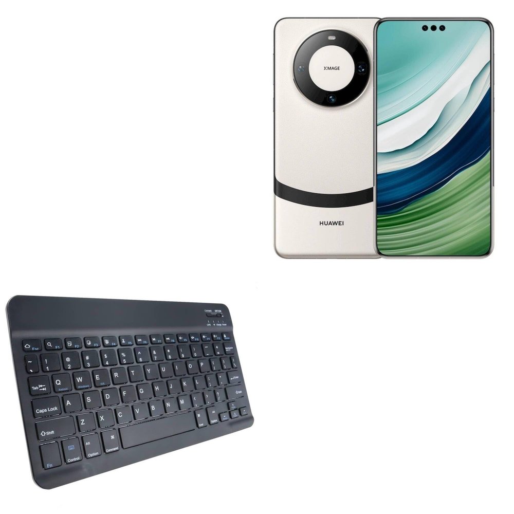BoxWave Keyboard Compatible with Huawei Mate 60 Pro+ - SlimKeys Bluetooth Keyboard, Portable Thin with Chiclet-Style Keys - Jet Black