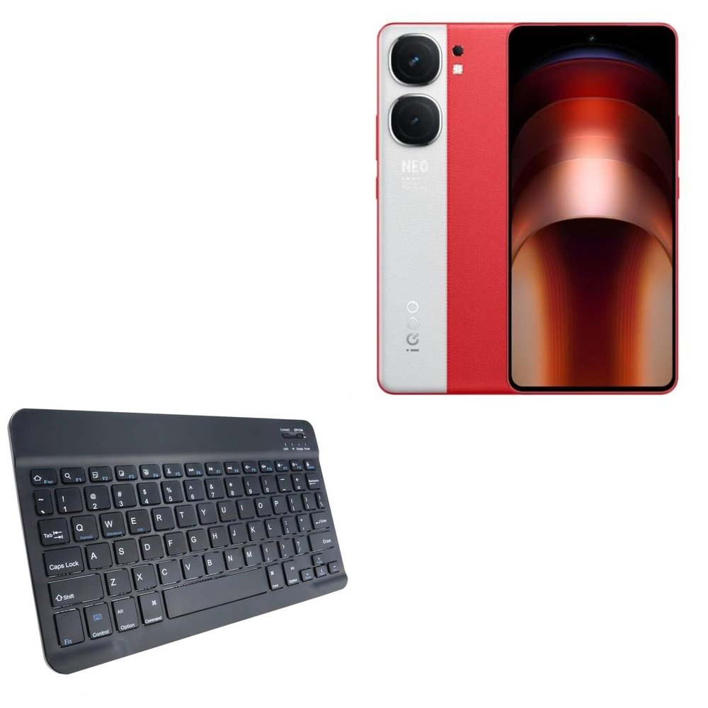 BoxWave Keyboard Compatible with vivo iQOO Neo9 Pro (China) - SlimKeys Bluetooth Keyboard, Portable Thin with Chiclet-Style Keys - Jet Black