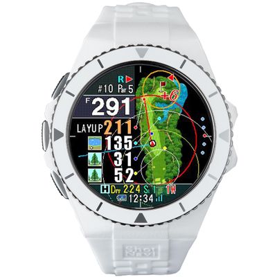 Golf GPS Watch, Shot Navi EXCEEDS - Dynamic Green Heatmap, Temperature Adjust, Swing Tempo, Touch Screen, 9hr GPS, IPX7 Waterproof, 60,000 Courses, Made in Japan (White)