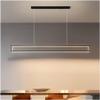 SteFik Dimmable Modern Rectangle Chandelier Black Long Pool Table Lights - Linear LED Chandeliers Compatible with Dining Room - Kitchen Island Pendant Lamp - Compatible with Living Room, Bar, Office view 3