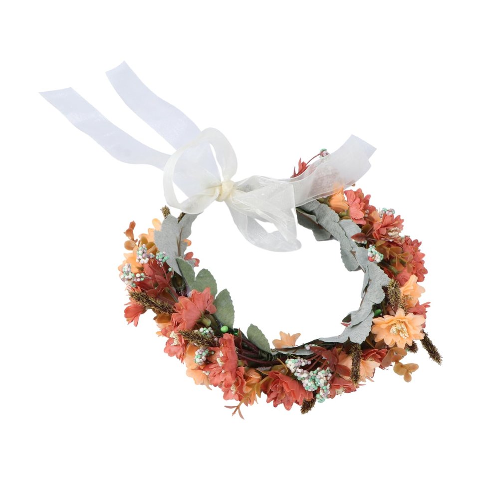 Gogogmee Bridal Flower Headwear Handmade Wreath Photography Prop Orange