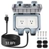 ZUYIYI Outdoor Power Outlet Box with 32.8Ft Extension Cord, NEMA 5-15R, STW 14 AWG, Weatherproof Waterproof IP66 Electrical Outlet Extender, Exterior Wall Power Socket w/Cover for Garden view 1