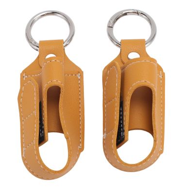 2pcs Inhaler Carrying Holder, Portable Travel Handy Holster, Mini Case Sleeve - Clasp Closure, PU Leather (Turmeric)