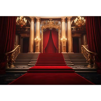 OFILA Red Carpet Backdrop 12x8ft Fabric Vintage Stage Backdrop Theater Play Backdrop Black Tie Events Backdrop School Events Backdrop