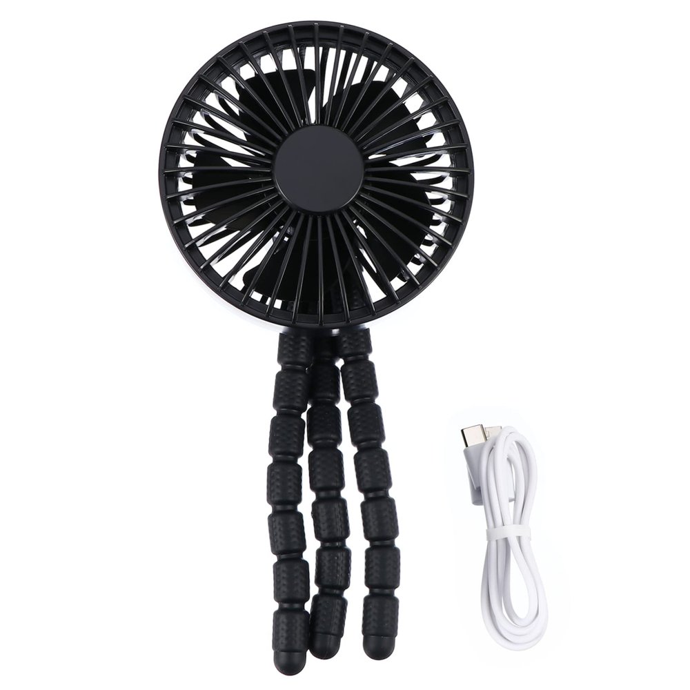 Gadpiparty Flexible Tripod Fan Silent Rechargeable Mute Fan for Strollers Outdoor and Desk Use Airflow Detachable Cover for Easy Cleaning