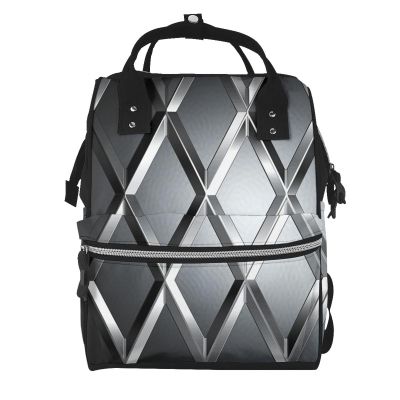 Dwrepo Silver Geometric Figure Print Laptop Backpack 15.7 Inch Waterproof Work Bag Casual Daypack for Women Men