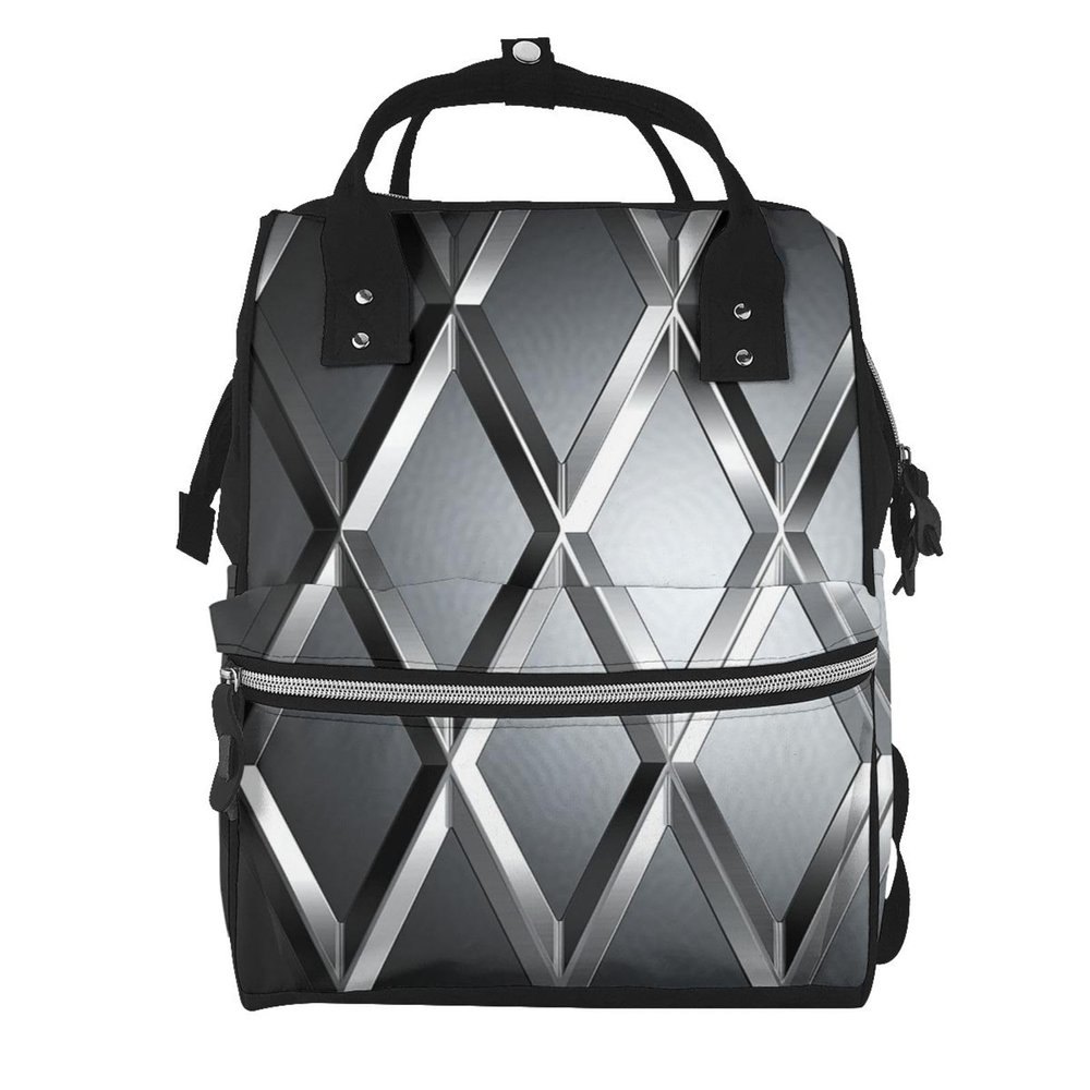 Dwrepo Silver Geometric Figure Print Laptop Backpack 15.7 Inch Waterproof Work Bag Casual Daypack for Women Men
