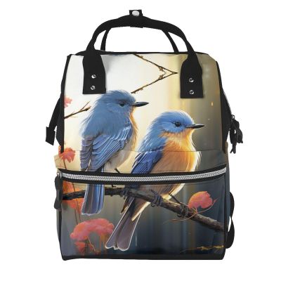 Dwrepo Two Birds Print Laptop Backpack 15.7 Inch Waterproof Work Bag Casual Daypack for Women Men