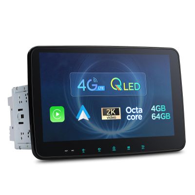 XTRONS 10.1 Inch Double Din Rotatable Android 13 Car Stereo Radio, Octa Core 4GB+64GB, QLED Touch Screen GPS Navigation Head Unit Support DSP, Car Play Android Auto 4G LTE