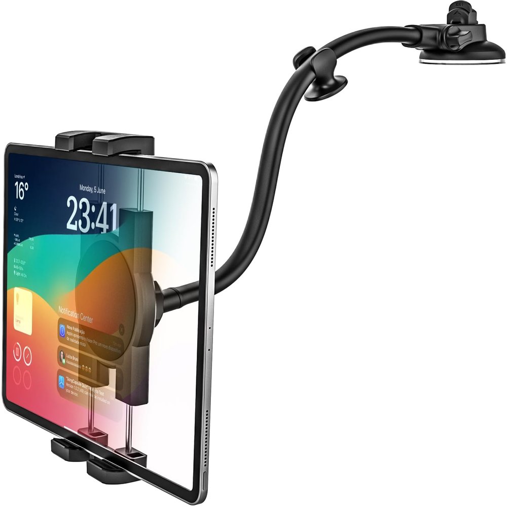 GDZN Tablet Mount for Car Dashboard, Truck Suction Cup Tablet Holder - Vehicle Windshield iPad Holder with Gooseneck Arm for iPad Pro 12.9 11/ Air/Mini, Galaxy Tabs Z Fold, More 4-13" Phone & Tablets