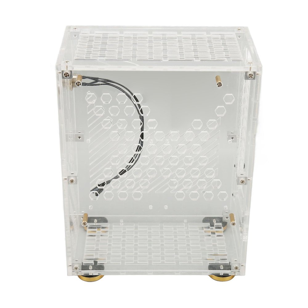 BTSEURY Mini ITX Case,Clear Acrylic ITX Computer Case 360 Degree Cooling Cushioning Foot Pads Mini PC Case for Flex 1U Power 2.5in SSD 4.3L (Transparent)