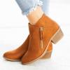 HINDOLA Ankle Boots for Women Casual Slip On Low Heel Chunky Stacked Heel Side Zipper Western Booties Dress Short Boots Shoes view 2
