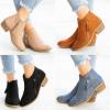 HINDOLA Ankle Boots for Women Casual Slip On Low Heel Chunky Stacked Heel Side Zipper Western Booties Dress Short Boots Shoes view 3