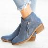 HINDOLA Ankle Boots for Women Casual Slip On Low Heel Chunky Stacked Heel Side Zipper Western Booties Dress Short Boots Shoes view 2