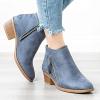 HINDOLA Ankle Boots for Women Casual Slip On Low Heel Chunky Stacked Heel Side Zipper Western Booties Dress Short Boots Shoes view 3