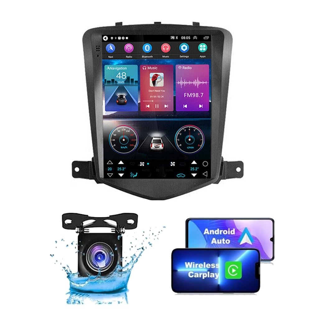 9.7 Inch Android 13 Car Stereo Radio for Chevy Cruze 2009 2010 2011 2012 2013 2014 2015 Touch Screen with Wireless Carplay/Android Auto Double Din Car Radio Stereo (Not fit for Sony Bose System)2+32G
