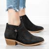 HINDOLA Ankle Boots for Women Casual Slip On Low Heel Chunky Stacked Heel Side Zipper Western Booties Dress Short Boots Shoes view 2