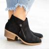 HINDOLA Ankle Boots for Women Casual Slip On Low Heel Chunky Stacked Heel Side Zipper Western Booties Dress Short Boots Shoes view 4