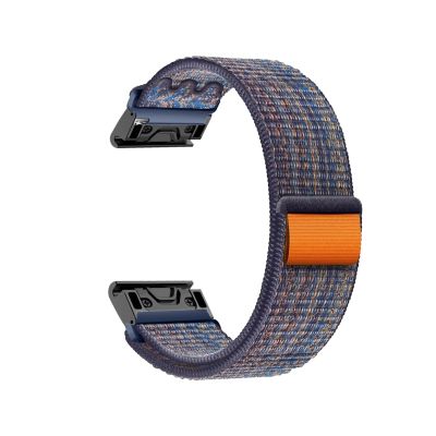 26mm 22mm Nylon strap,For Garmin Fenix 7 7X 6 6X Pro 5 5X Plus 3 3HR Quick Fit Bracelet watch For Forerunner 945 935 Band (Color : Blue orange, Size : 22mm)