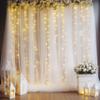 10ft x 10ft White Backdrop Curtain with Lights String for Parties, Sheer Tulle Wedding Photo Backdrops Drapes for Baby Shower Birthday Party Decorations Background for Photography view 1