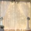 10ft x 10ft White Backdrop Curtain with Lights String for Parties, Sheer Tulle Wedding Photo Backdrops Drapes for Baby Shower Birthday Party Decorations Background for Photography view 2