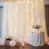 10ft x 10ft White Backdrop Curtain with Lights String for Parties, Sheer Tulle Wedding Photo Backdrops Drapes for Baby Shower Birthday Party Decorations Background for Photography view 3