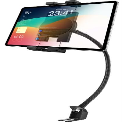 GDZN Tablet Holder for Car Seat Rail with 19.7" Gooseneck Metal Arm, Heavy Duty Anti-Shake Truck Floor Seat Bolt Tablet Mount for iPad Pro 12.9 Air Mini, Galaxy Tab, iPhone, Fire HD, 4-13" Devices