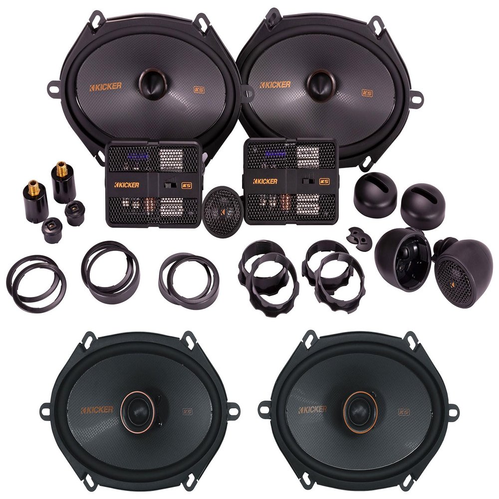 Audiosavings Bundle: (1) Pair Kicker 51KSS6804 6x8 / 5x7 Car Audio Component Speakers Bundle with (1) Pair Kicker 51KSC6804 6x8 75 Watt RMS Car Audio Speakers KSC6804 KSC680 (Items 4)
