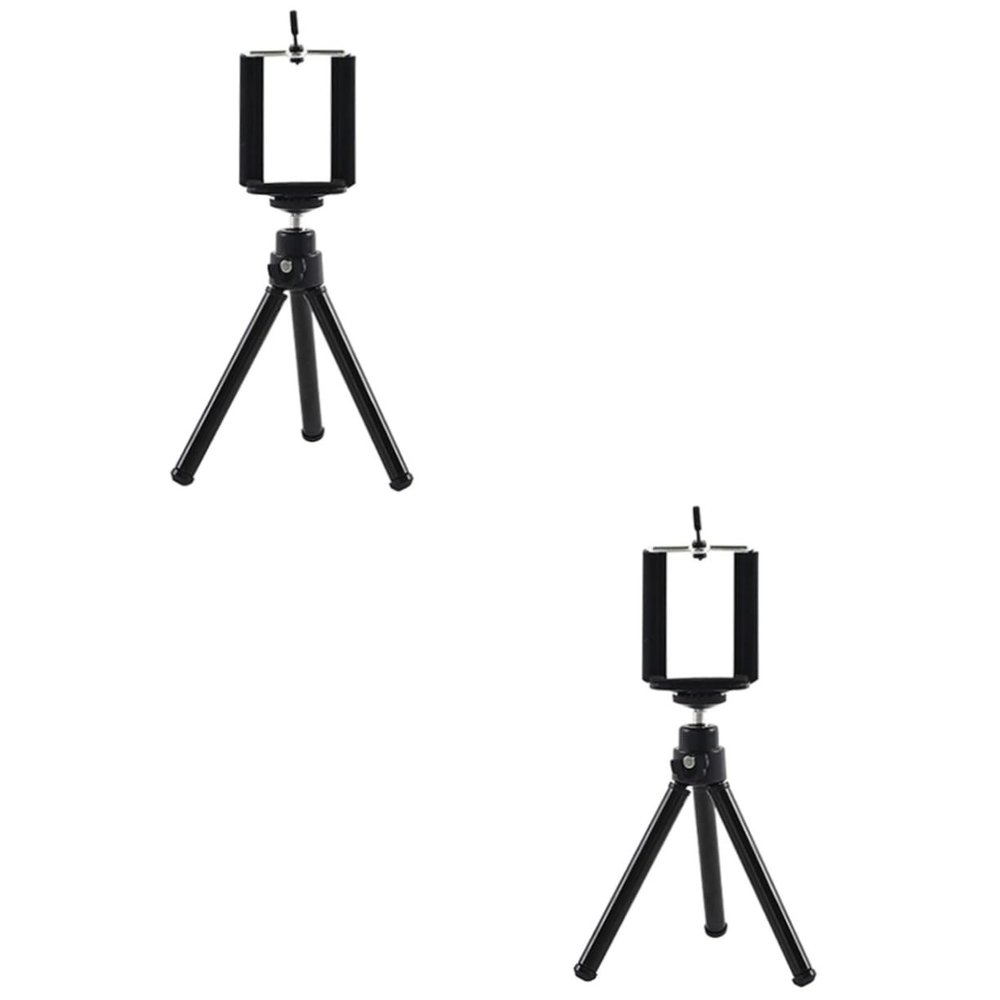 OSALADI 2pcs Retractable Mini Tripod for Mobile Phones Compact Section Photography Stand for Smartphones and Small Digital Cameras for Desktop and Outdoor Use Black