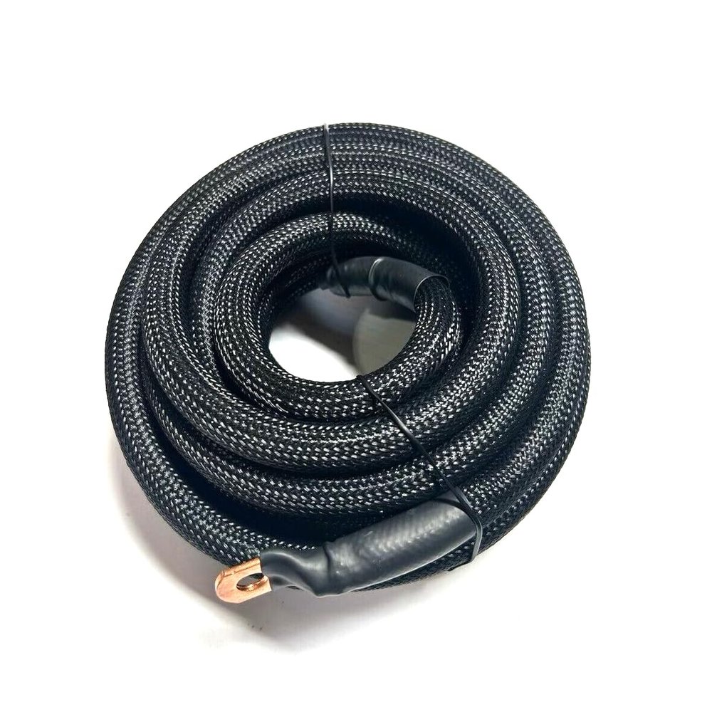 225FWY 4 Gauge Custom Color + Length Snakeskin Braided Sleeving OFC Wire Strands Copper Marine Cable AWG (Black, 50 FT)