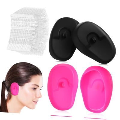 Hoement 2pairs Silicone Ear Covers for Hairdressing Shower Ear Comfortable Reusable Fit for Users