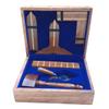 AYAANS Wooden Masonic Plumb Square And Rule Wooden Masonic Working Tools set with Golden Color Plated trowel Fully Classic Blue Theme by AYAANS (Blue Theme) view 2