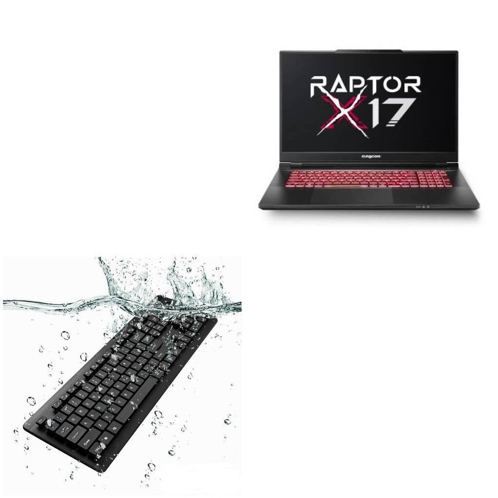 BoxWave Keyboard Compatible with Eurocom Raptor x17 - AquaProof USB Keyboard, Washable Waterproof Water Resistant - Jet Black