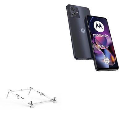 BoxWave Stand and Mount Compatible with Motorola Moto G54 (Power Edition) - Pocket Aluminum Stand 3-in-1, Portable Multi Angle Viewing Riser - Metallic Silver