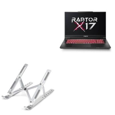 BoxWave Stand and Mount Compatible with Eurocom Raptor x17 - Compact QuickSwitch Stand, Portable Multi Angle Viewing Foldable Riser - Metallic Silver