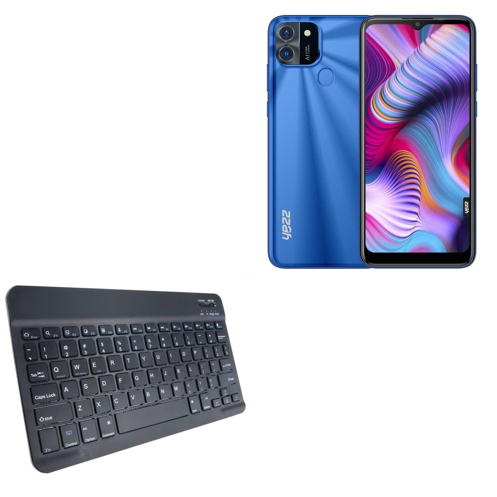 BoxWave Keyboard Compatible with Yezz Art 3 Lite - SlimKeys Bluetooth Keyboard, Portable Thin with Chiclet-Style Keys - Jet Black