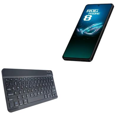 BoxWave Keyboard Compatible with ASUS ROG Phone 8 - SlimKeys Bluetooth Keyboard, Portable Thin with Chiclet-Style Keys - Jet Black