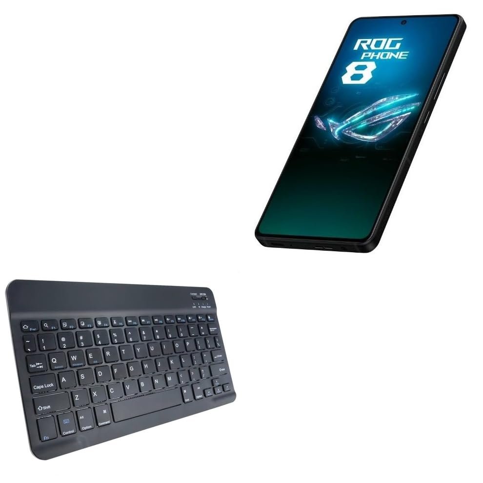 BoxWave Keyboard Compatible with ASUS ROG Phone 8 - SlimKeys Bluetooth Keyboard, Portable Thin with Chiclet-Style Keys - Jet Black