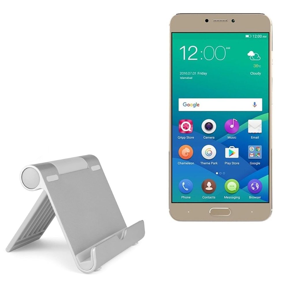 BoxWave Stand and Mount Compatible with QMobile Noir Z14 - VersaView Aluminum Stand, Portable, Multi Angle Viewing Sturdy