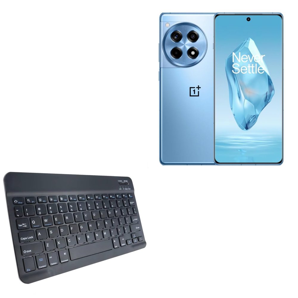 BoxWave Keyboard Compatible with OnePlus 12R - SlimKeys Bluetooth Keyboard, Portable Thin with Chiclet-Style Keys - Jet Black