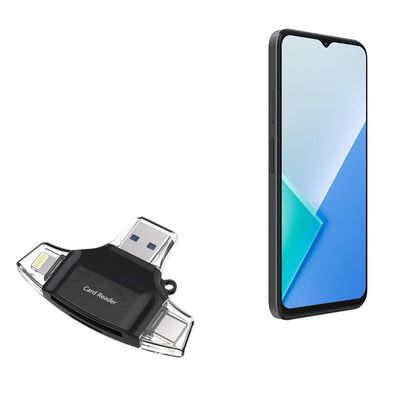 BoxWave Smart Gadget Compatible with Wiko T60 - AllReader SD Card Reader, microSD Card Reader SD Compact USB - Jet Black