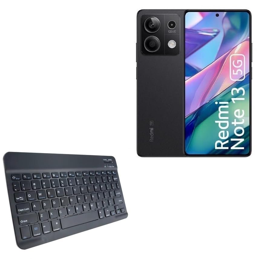 BoxWave Keyboard Compatible with Xiaomi Redmi Note 13 5G - SlimKeys Bluetooth Keyboard, Portable Thin with Chiclet-Style Keys - Jet Black