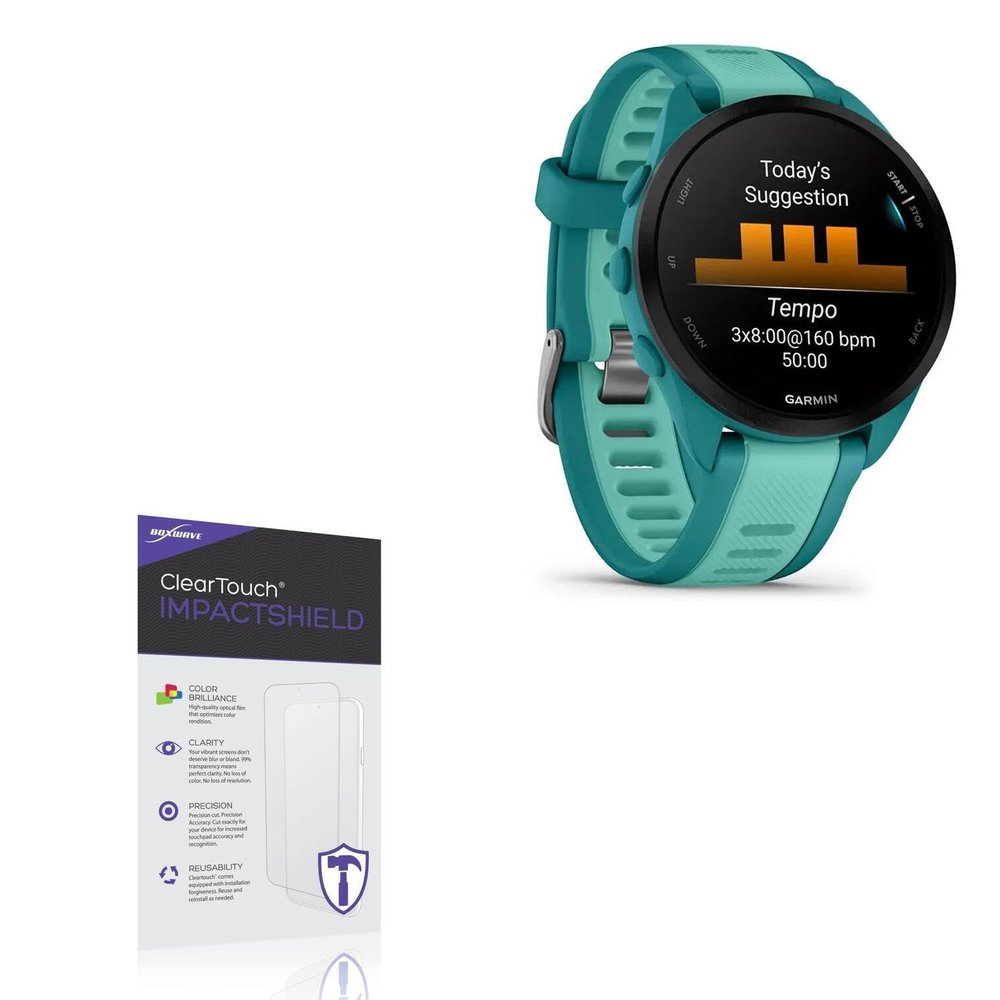 BoxWave Screen Protector Compatible with Garmin Forerunner 165 - ClearTouch ImpactShield (2-Pack), Impenetrable Screen Protector Flexible Film