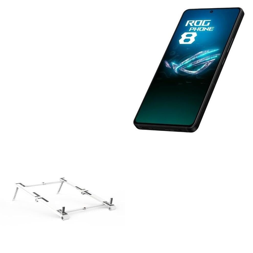 BoxWave Stand and Mount Compatible with ASUS ROG Phone 8 - Pocket Aluminum Stand 3-in-1, Portable Multi Angle Viewing Riser - Metallic Silver