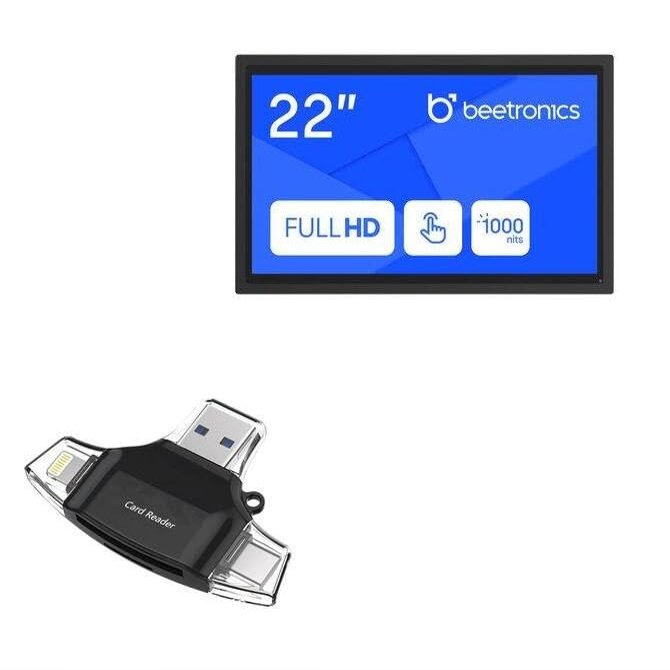 BoxWave Smart Gadget Compatible with Beetronics 22HB9M - AllReader SD Card Reader, microSD Card Reader SD Compact USB - Jet Black