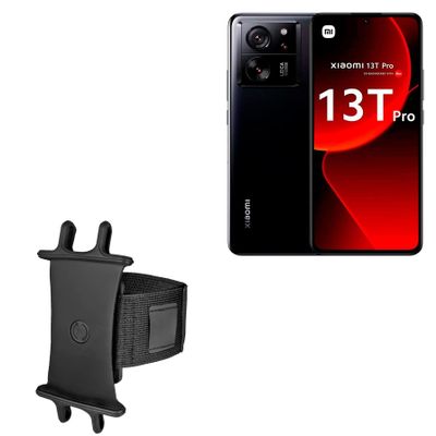 BoxWave Holster Compatible with Xiaomi 13T Pro - ActiveStretch Sport Armband, Adjustable Armband for Workout and Running - Jet Black