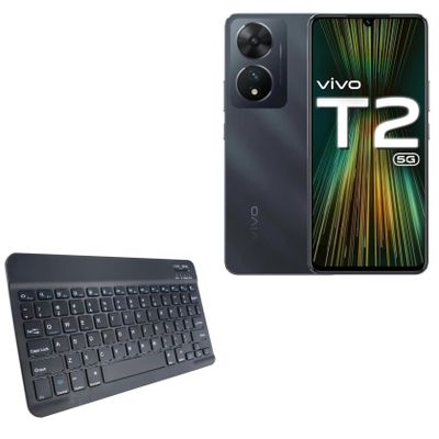 BoxWave Keyboard Compatible with vivo T2 - SlimKeys Bluetooth Keyboard, Portable Thin with Chiclet-Style Keys - Jet Black