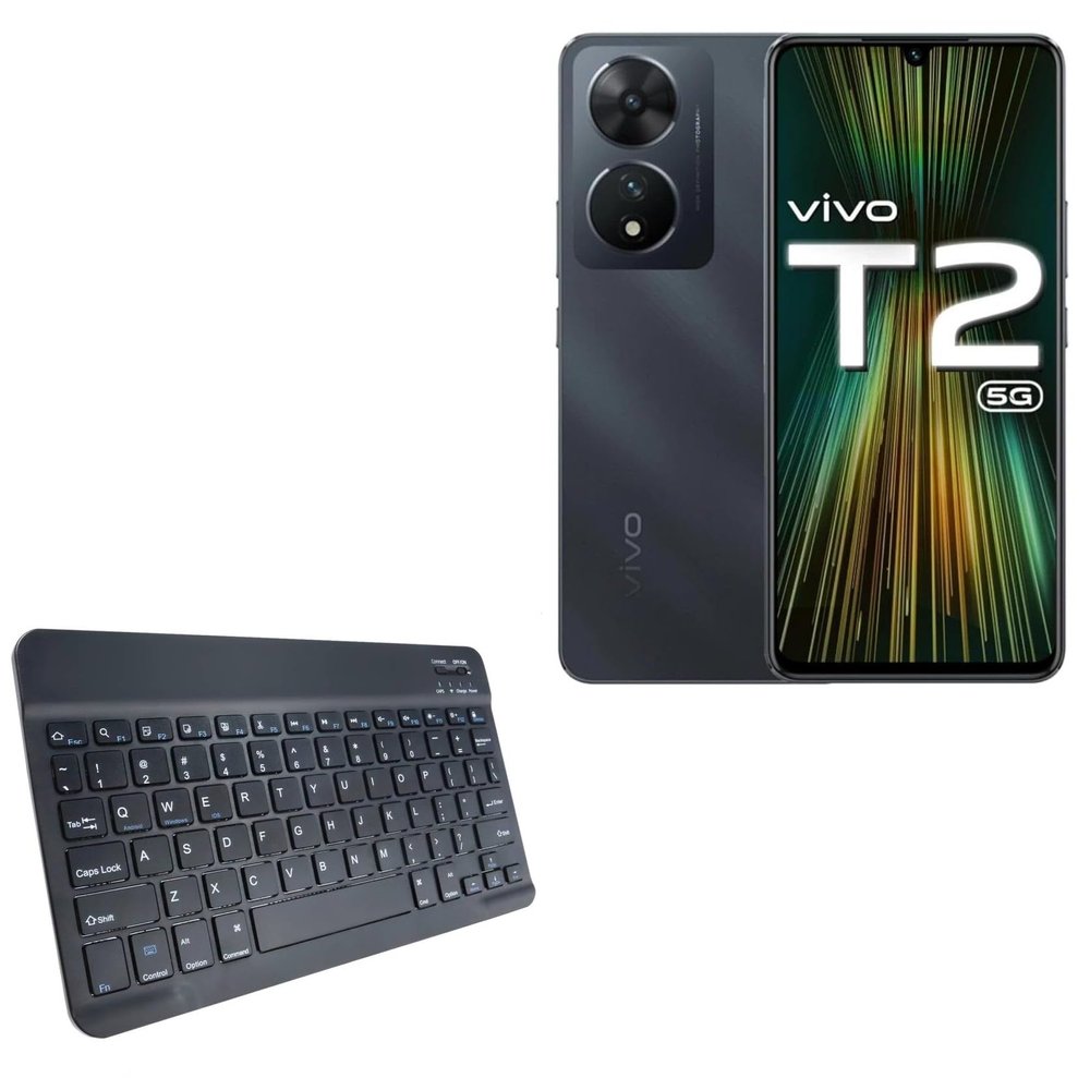 BoxWave Keyboard Compatible with vivo T2 - SlimKeys Bluetooth Keyboard, Portable Thin with Chiclet-Style Keys - Jet Black