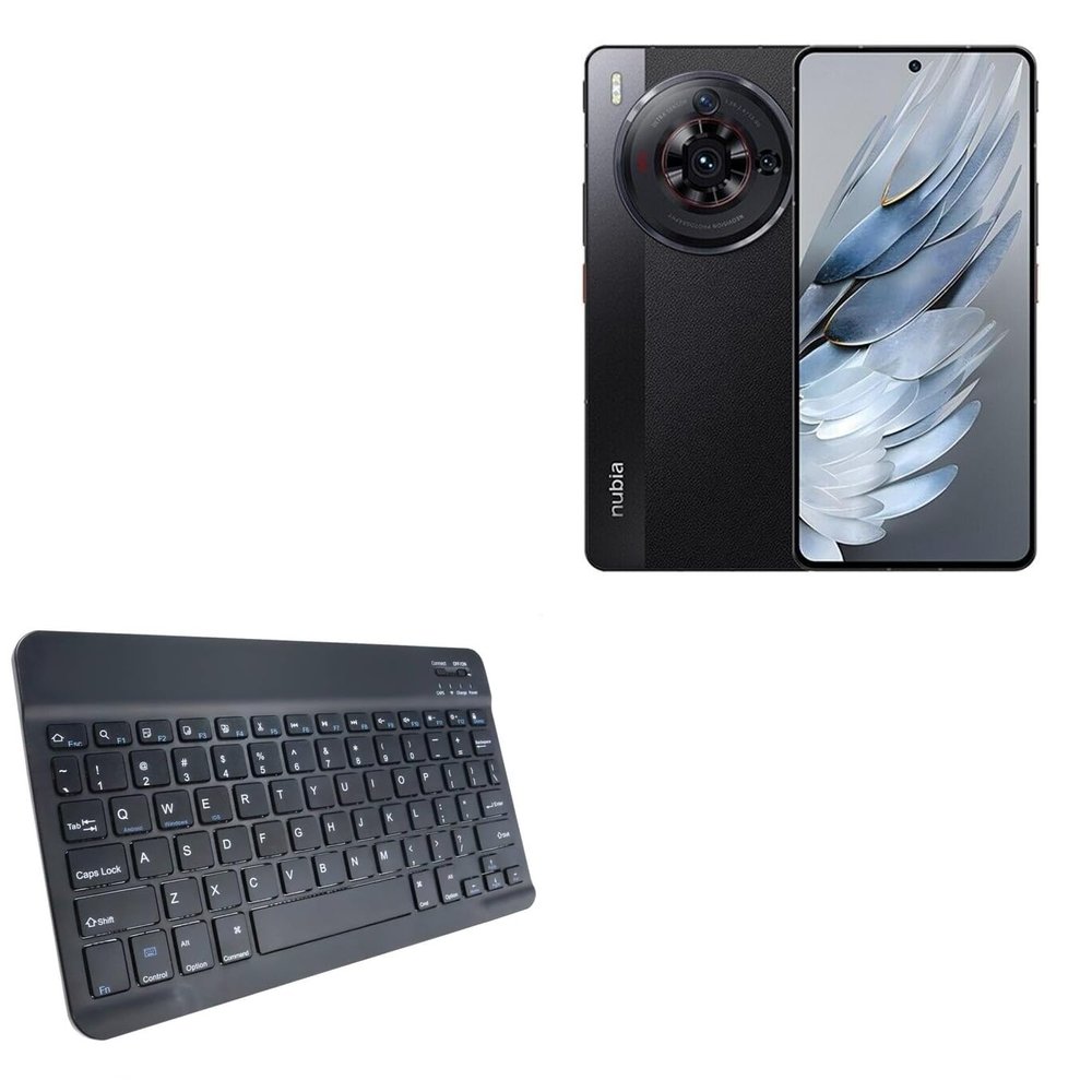 BoxWave Keyboard Compatible with Nubia Z50S Pro - SlimKeys Bluetooth Keyboard, Portable Thin with Chiclet-Style Keys - Jet Black